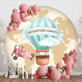 Aperturee - Aperturee Hot Air Balloon Earth Adventure Awaits Round Backdrop